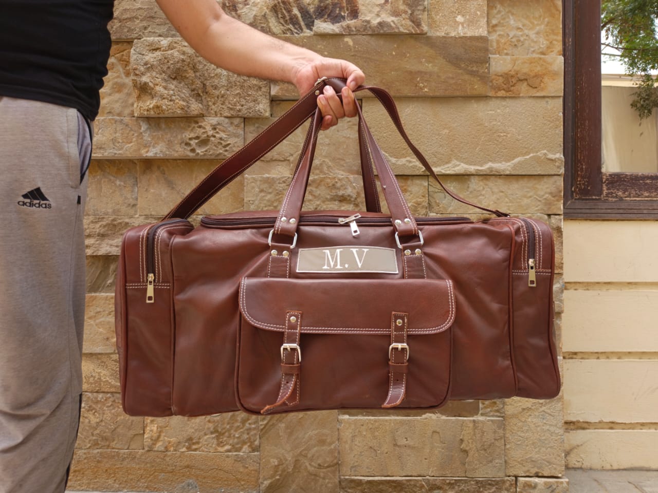 brown leather duffel bag leather carry on bag luggage bag large duffel for men camping bag gym bag or men