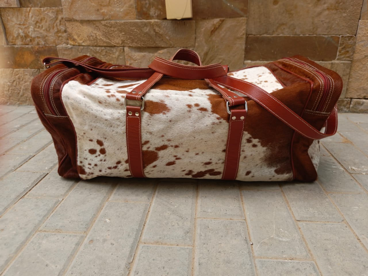 cowhide duffle bag cow hair on travel bag cowhide leather bag travel bag brown leather bag weekender travel bag gym bag