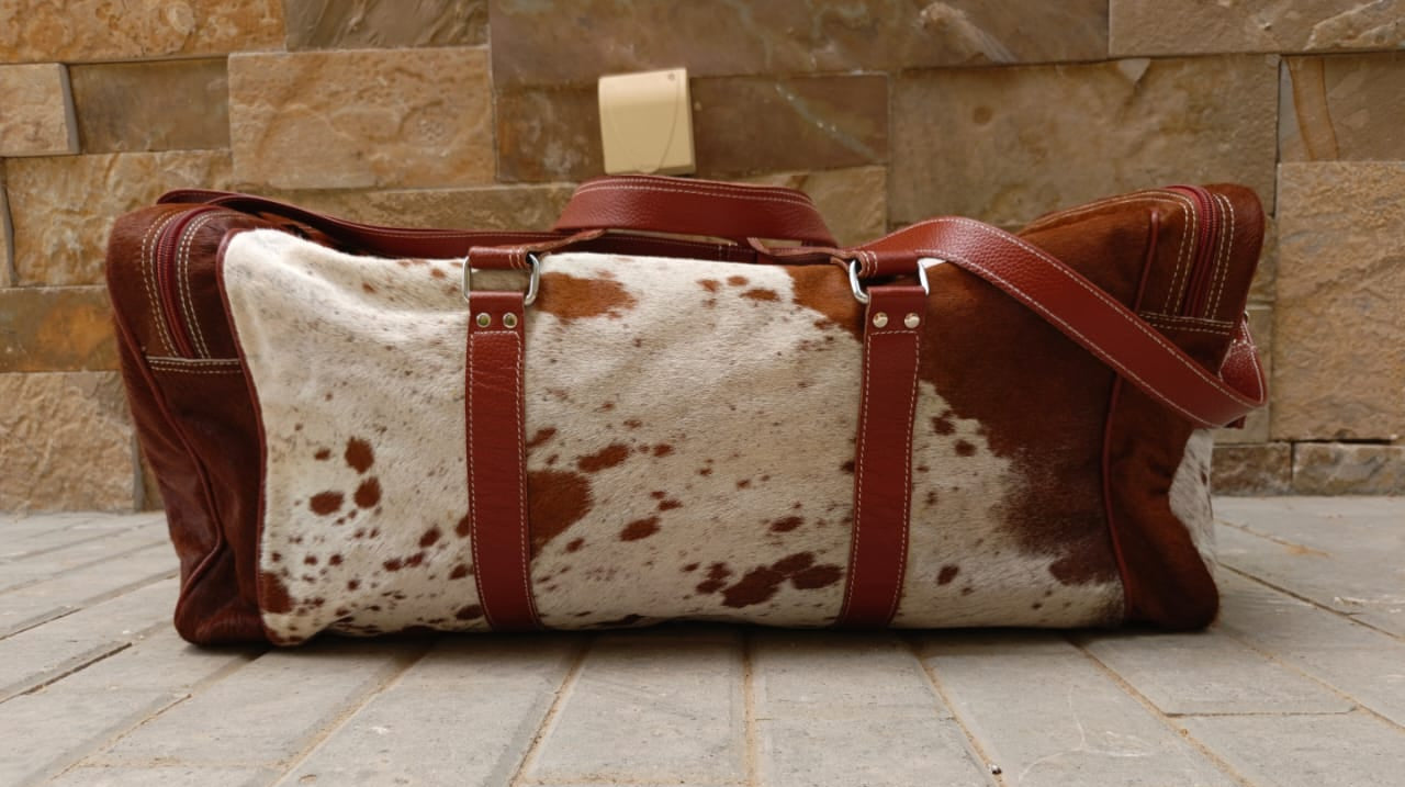 cowhide duffle bag cow hair on travel bag cowhide leather bag travel bag brown leather bag weekender travel bag gym bag