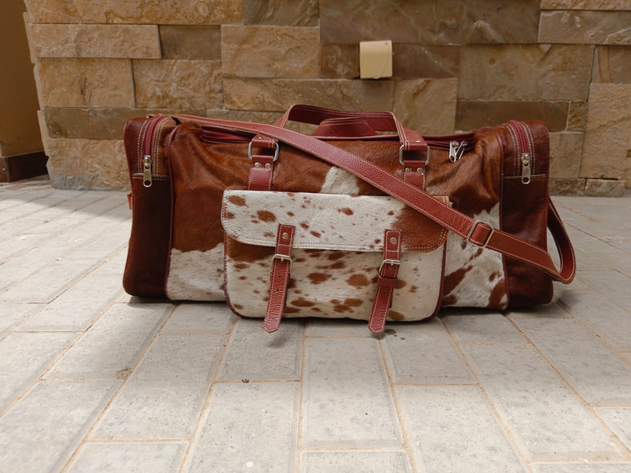 cowhide duffle bag cow hair on travel bag cowhide leather bag travel bag brown leather bag weekender travel bag gym bag