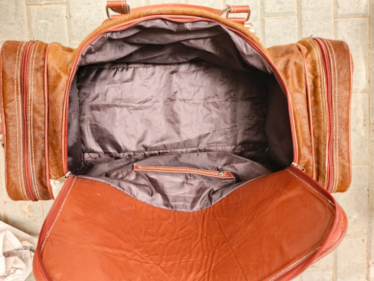 cowhide duffle bag cow hair on travel bag cowhide leather bag travel bag brown leather bag weekender travel bag gym bag
