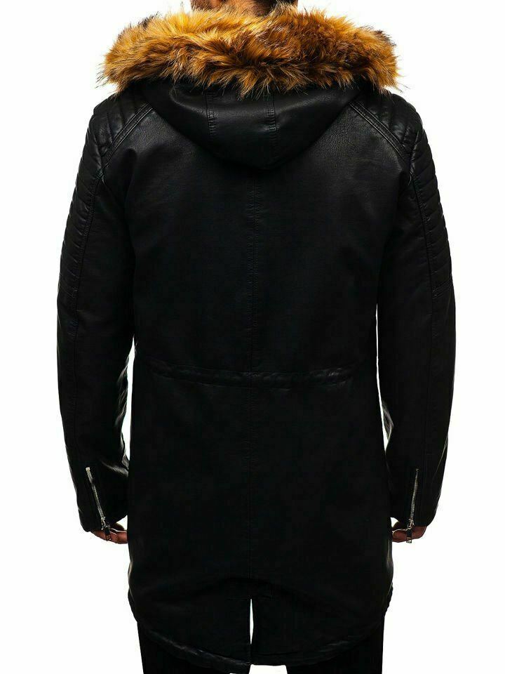 black leather coat for men leather trench coat mens long coat mens hooded coat mens leather jacket black