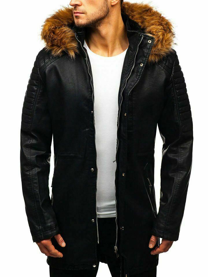 black leather coat for men leather trench coat mens long coat mens hooded coat mens leather jacket black
