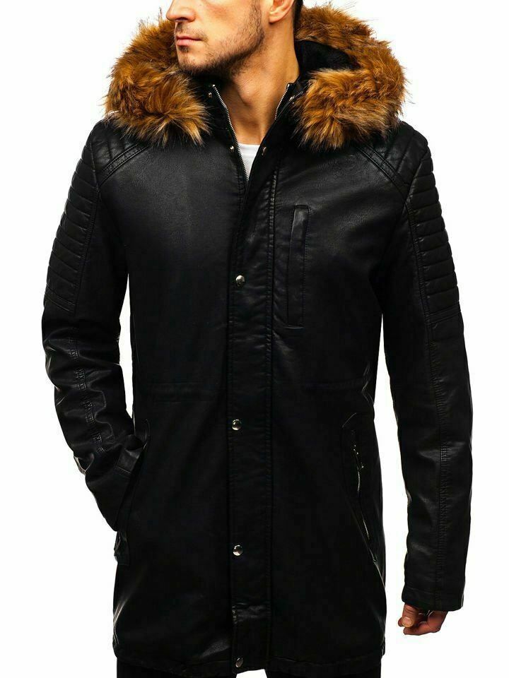 black leather coat for men leather trench coat mens long coat mens hooded coat mens leather jacket black