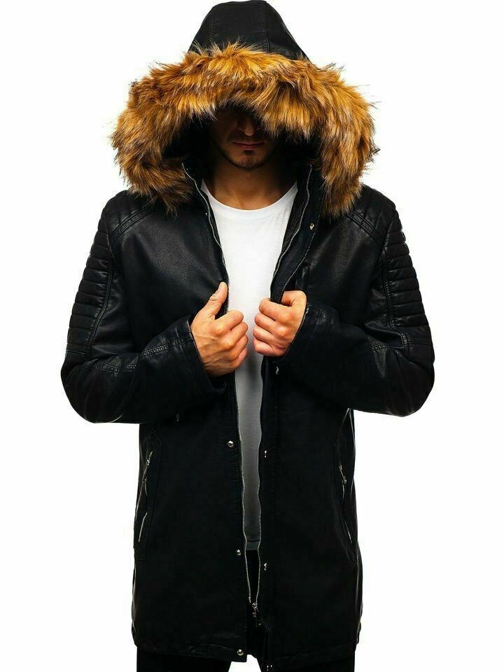black leather coat for men leather trench coat mens long coat mens hooded coat mens leather jacket  black 