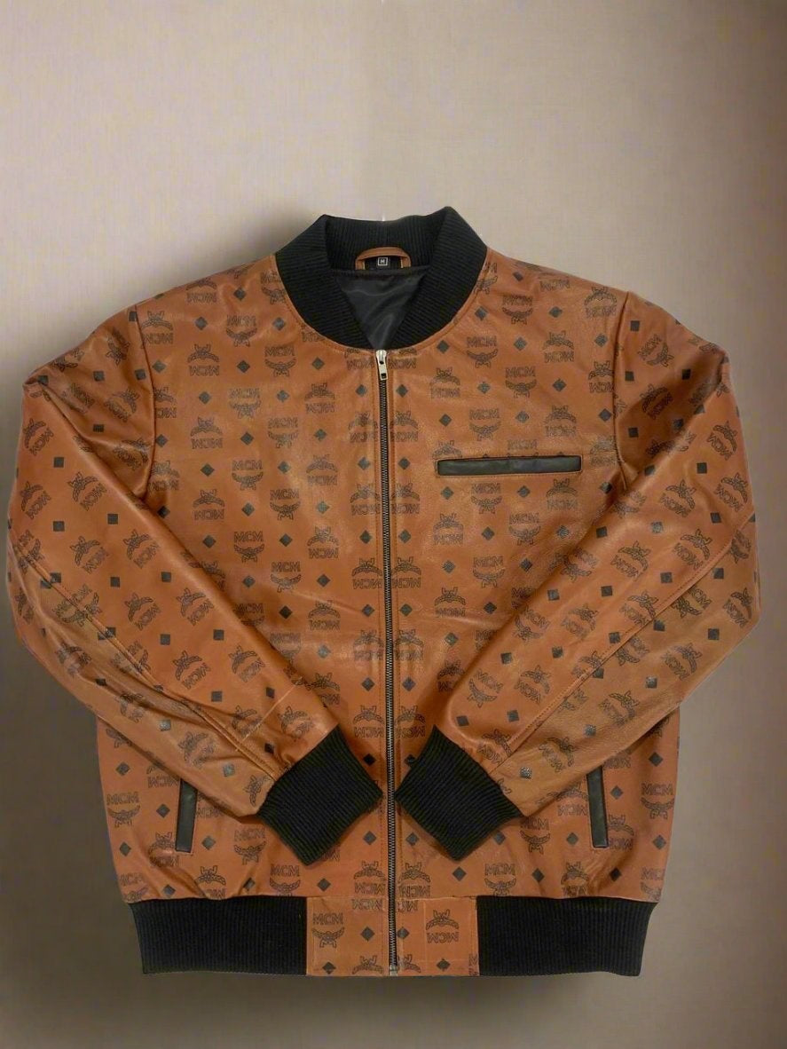 men's brown bomber leather jacket | mcm bomber jacket | designer leather jacket | men aviator leather jacket | fashion leather jacket | red leather jacket | 