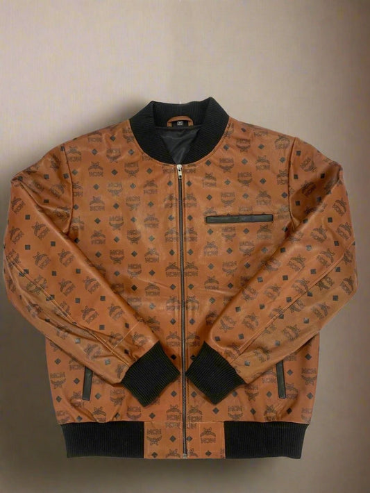 men's brown bomber leather jacket | mcm bomber jacket | designer leather jacket | men aviator leather jacket | fashion leather jacket | red leather jacket | 