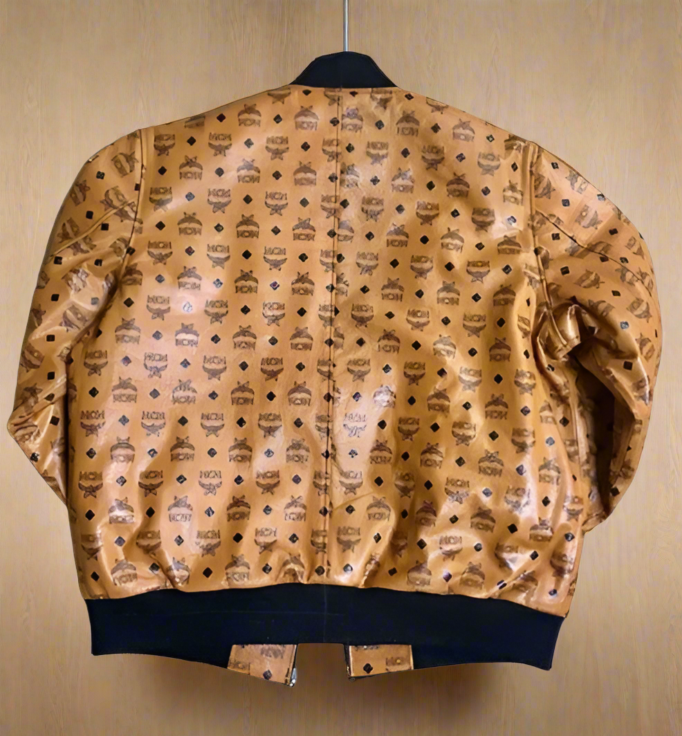 mcm bomber jacket | mcm varsity jacket | mcm printed designer jacket | men's bomber jacket | bomber leather jacket for men | men's aviator jacket | men's fashion jacket | brown leather jacket
