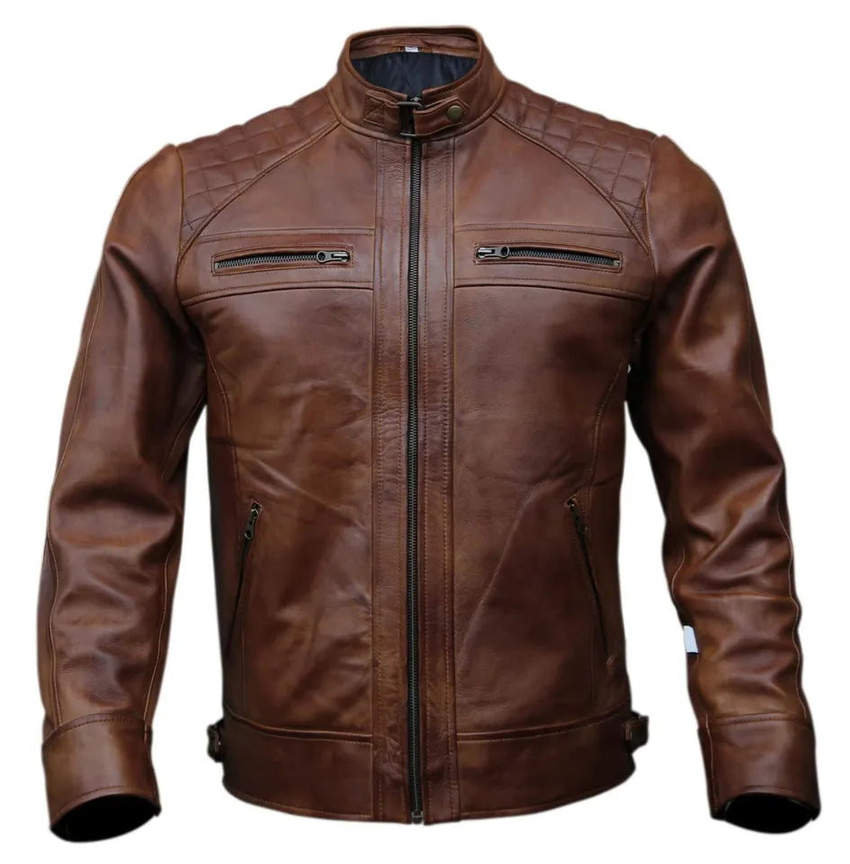 brown leather jacket for men motorcycle leather jacket for men genuine leather jacket men biker jacket men 