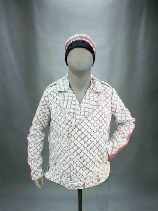 White Leather Suit With Cap